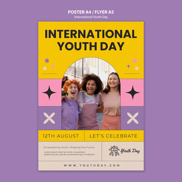 PSD flat design  international youth day template