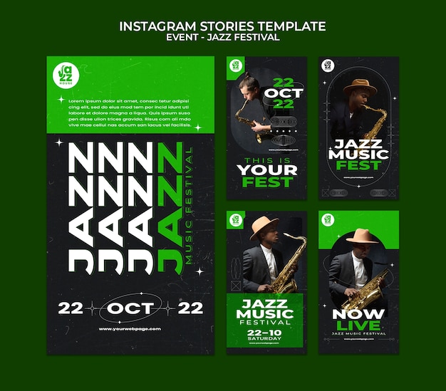 Flat design jazz instagram template