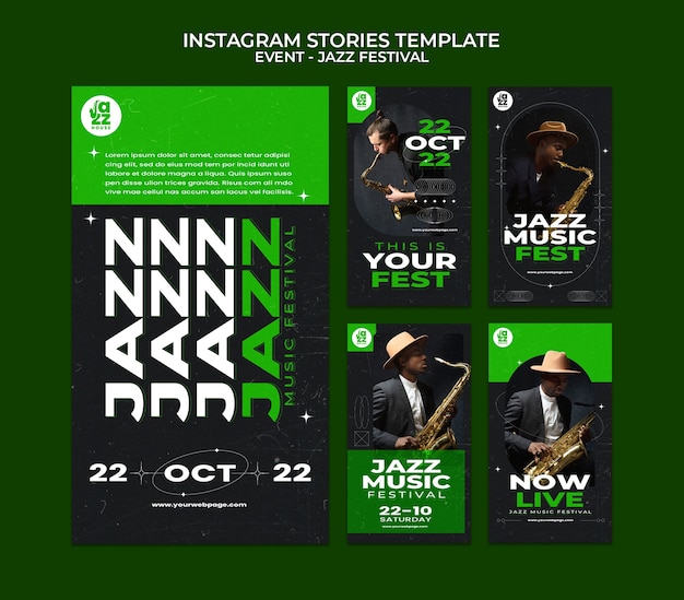 PSD flat design jazz instagram template