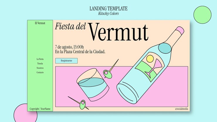 PSD flat design kitschy colors template