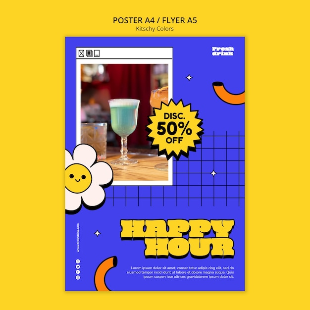 PSD flat design kitschy colors template