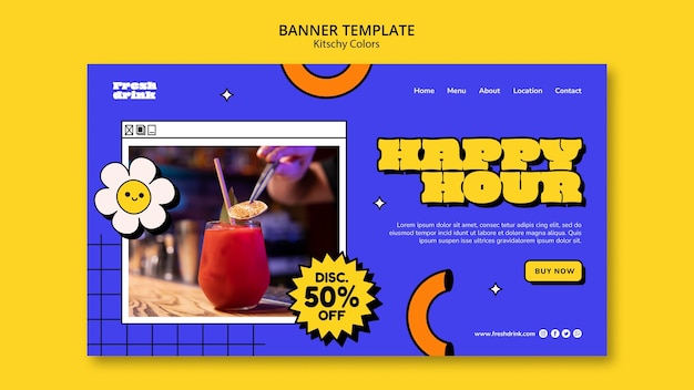 Flat design kitschy colors template