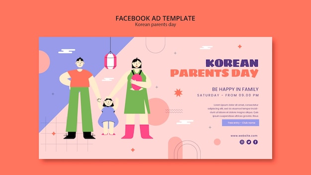 PSD flat design korean parents day template