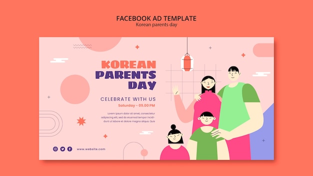 PSD flat design korean parents day template