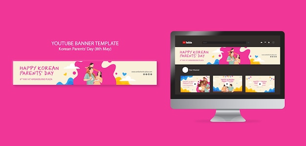 Flat design korean parents day template