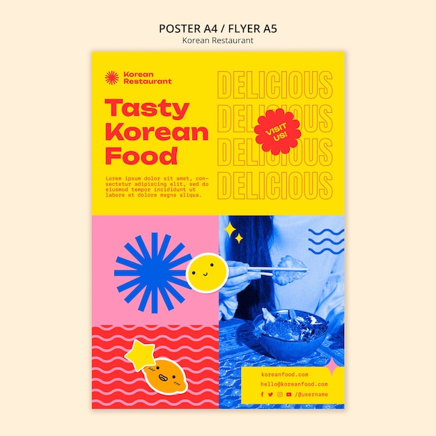 PSD modello di poster ristorante coreano design piatto