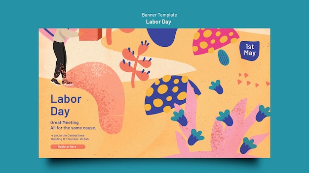 PSD flat design labor day banner template