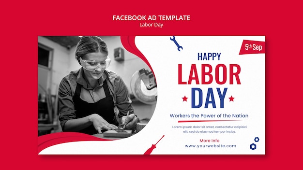 PSD flat design labor day template