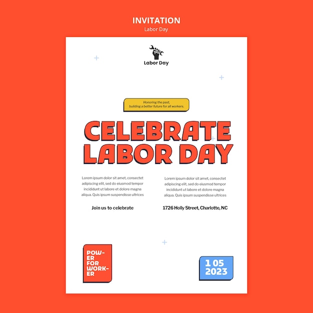 PSD flat design labor day template