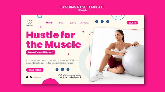 Flat design of landing page lifestyle template