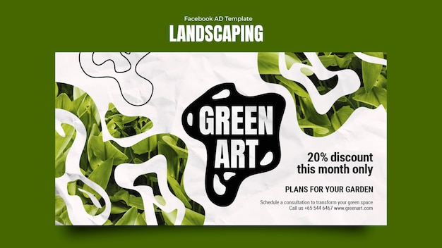 PSD flat design landscaping service facebook template