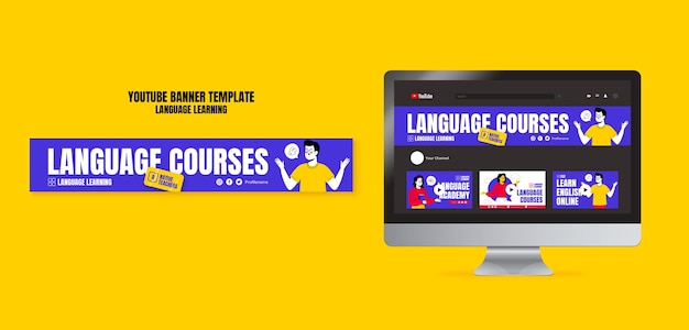 Flat design language learning template