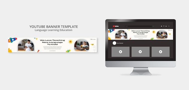 Flat design learning language template