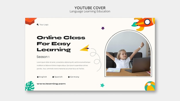 PSD flat design learning language template