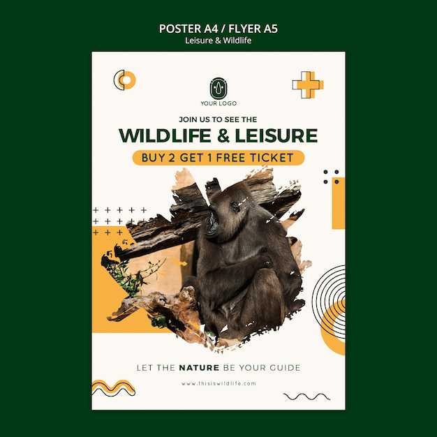 PSD flat design leisure and wildlife template