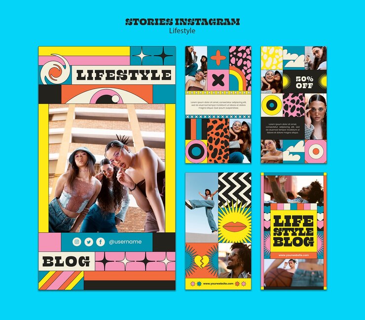 PSD flat design lifestyle template