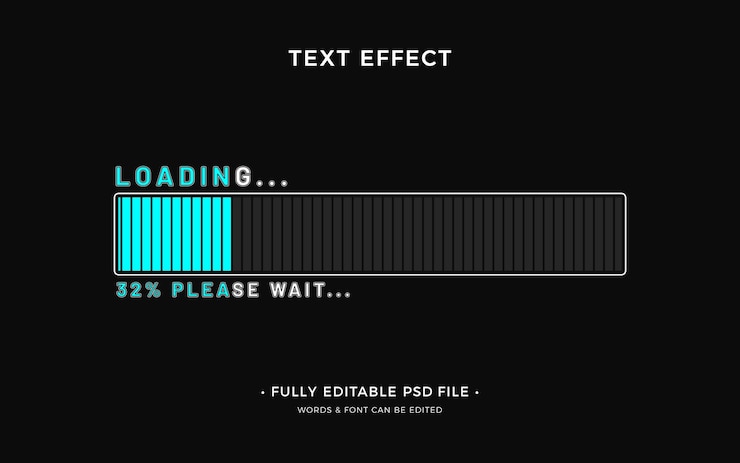 PSD flat design loading text effect