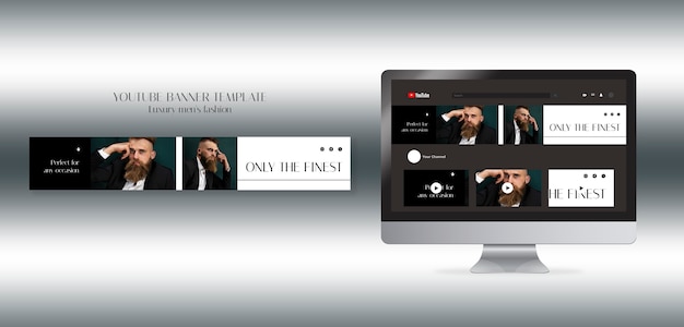 Banner youtube di moda maschile di lusso dal design piatto