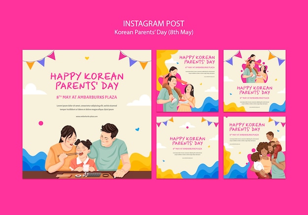 Flat design-mal for koreansk foreldredag