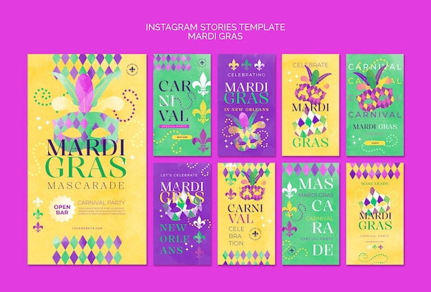 Flat design mardi gras instagram verhalen