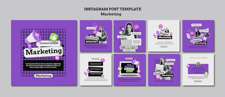 PSD flat design marketing instagram berichten