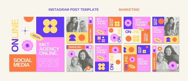 Flat design marketing strategy instagram posts