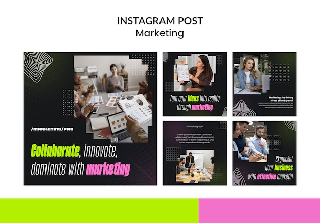 Post di instagram di strategia di marketing di design piatto