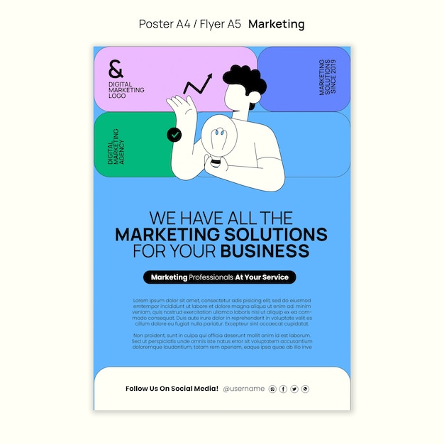 PSD flat design marketing template