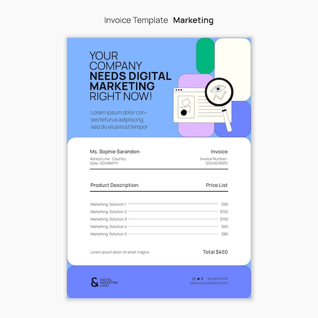 PSD flat design marketing template