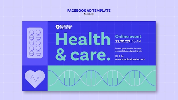 Медицинское обслуживание в плоском дизайне шаблона facebook