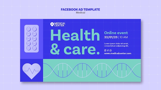 PSD modello di facebook per cure mediche di design piatto