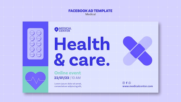 PSD flat design medical care facebook template