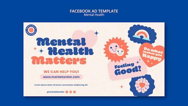 Flat design mental heath template