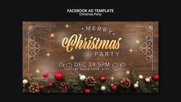 フラットなデザインのメリー クリスマス テンプレート