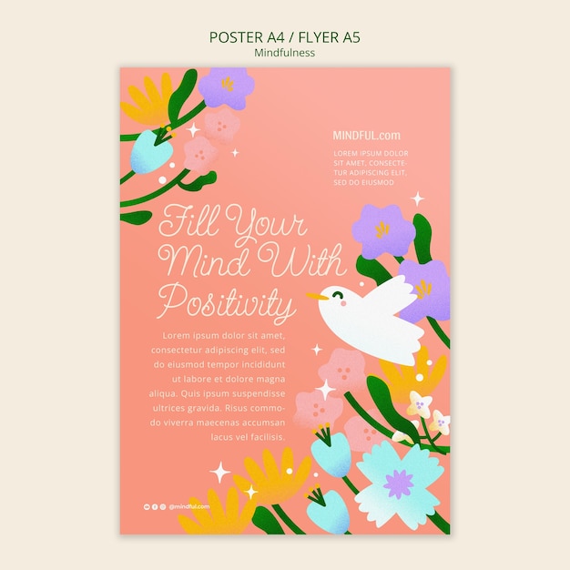 PSD flat design mindfulness poster template