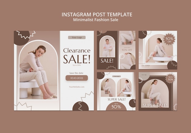 PSD flat design minimalist fashion sale template