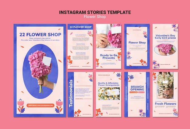 PSD flat design minimalist flower shop template