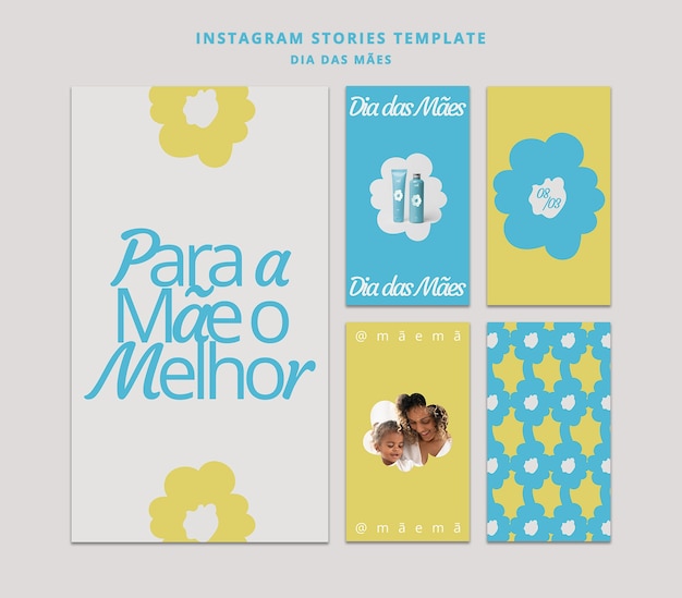 Flat design mother's day instagram stories  template