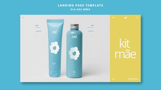 PSD flat design mother's day landing page template