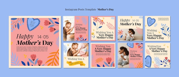 Flat design mother's day template