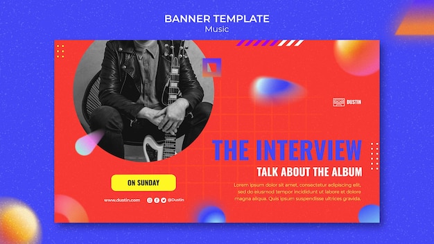 Flat design music banner template