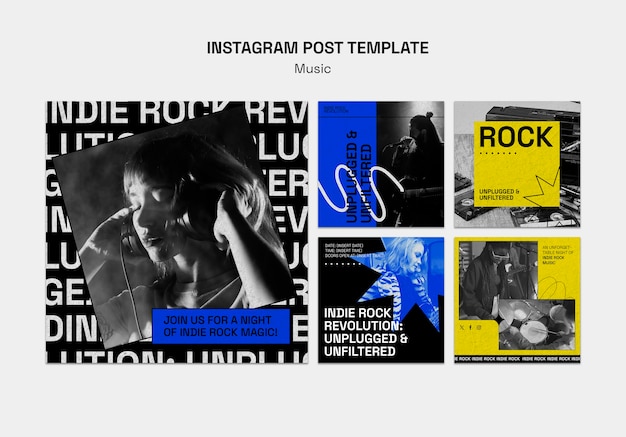 PSD post di instagram per eventi musicali dal design piatto