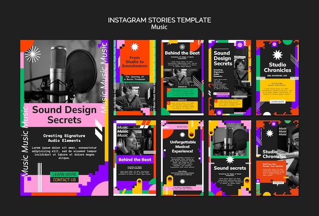 Flat design music event instagram stories