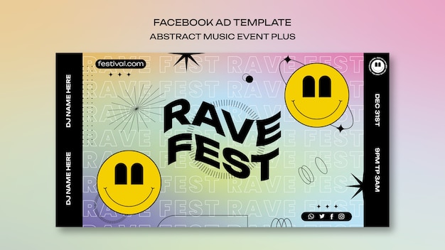 PSD flat design music festival facebook template