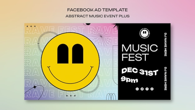 PSD flat design music festival facebook template