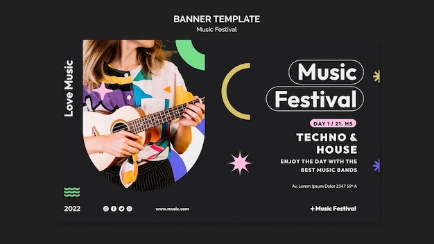 PSD flat design music festival template