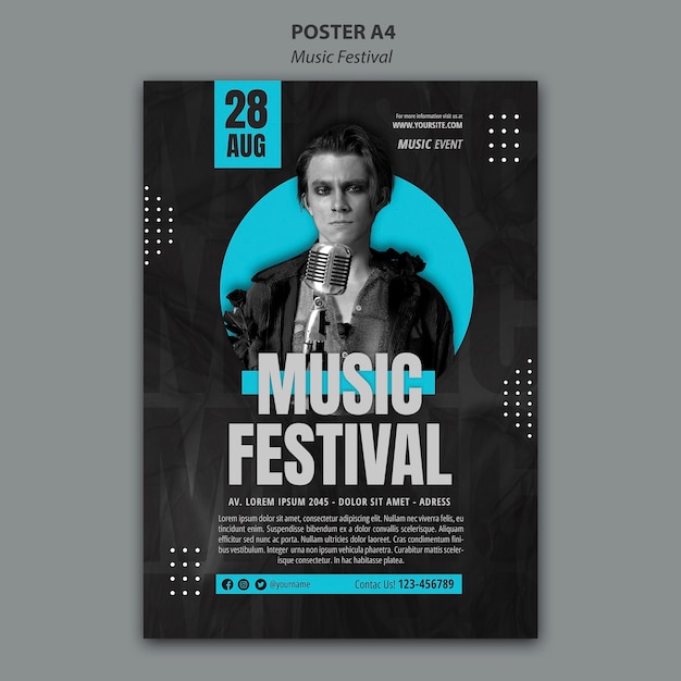 PSD modello di festival musicale design piatto