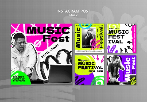 Flat design music festival template