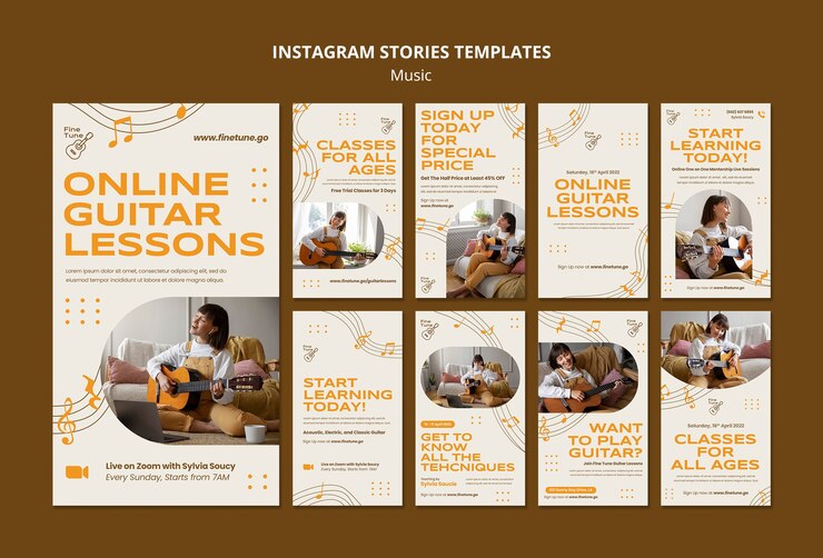 PSD フラットデザインの音楽instagramストーリーテンプレート