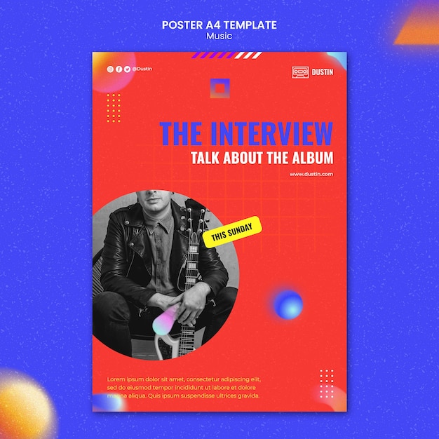 PSD flat design music poster template